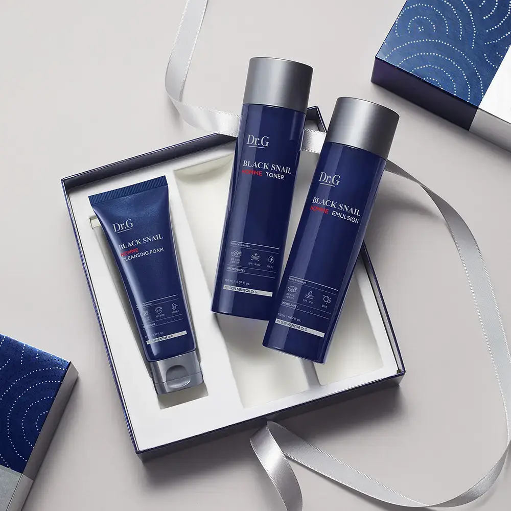 [증정기획/선물세트] 닥터지 블랙스네일 옴므 프레스티지 3종 세트 (토너150ml+에멀전150ml+클렌징폼70ml)